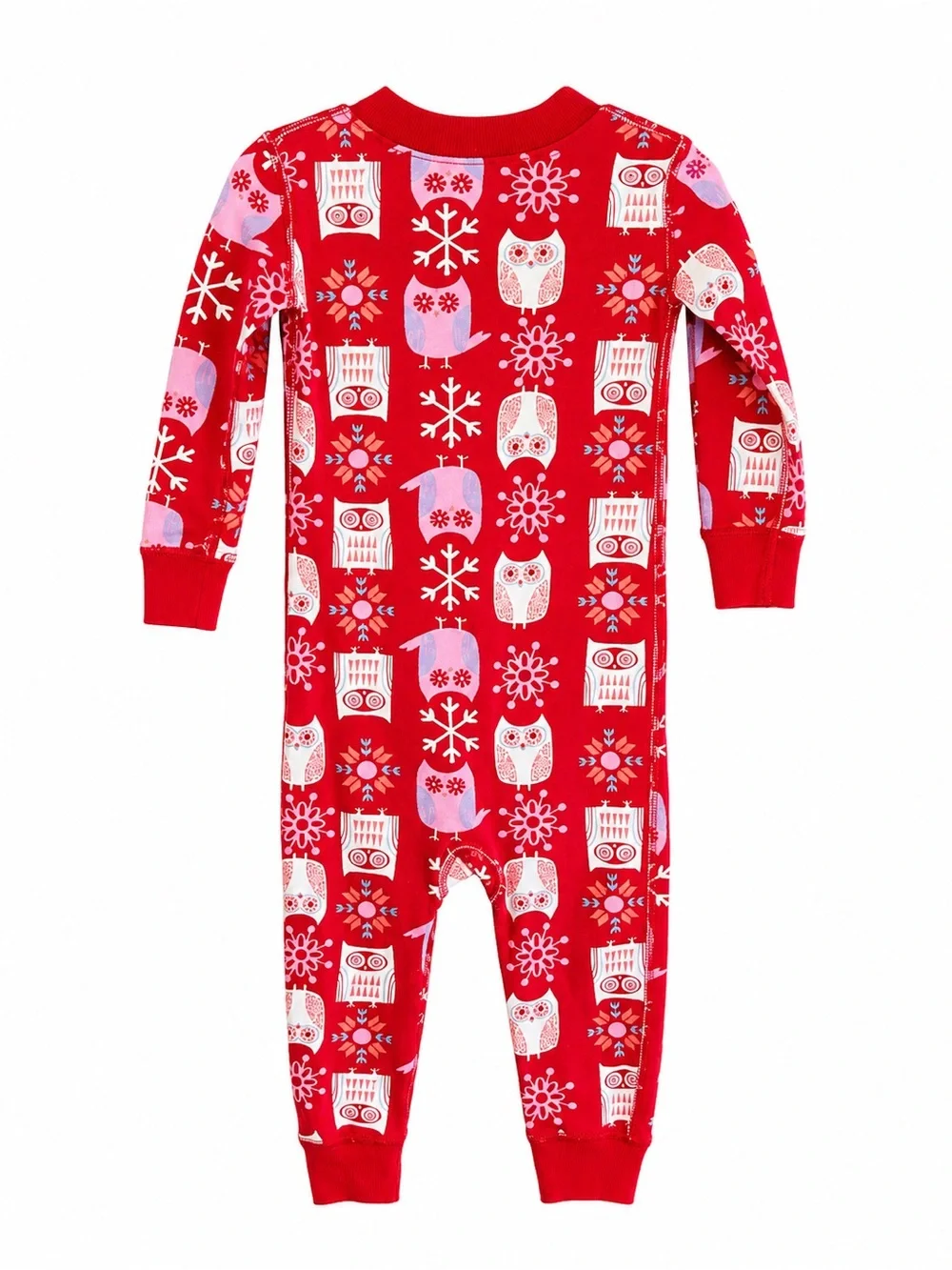 Hanna Andersson 2T Red Owl Snowflake Organic Cotton Zip Sleeper Pajamas